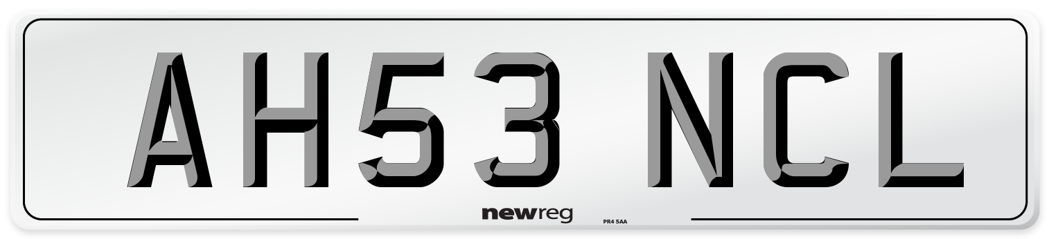AH53 NCL Number Plate from New Reg